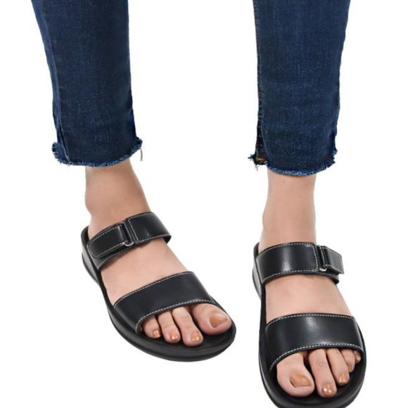 Aerothotic Shoes - Aerothotic Rustic L0502 Womens Black Strappy Sandal Size W 9 EU 39 NEW